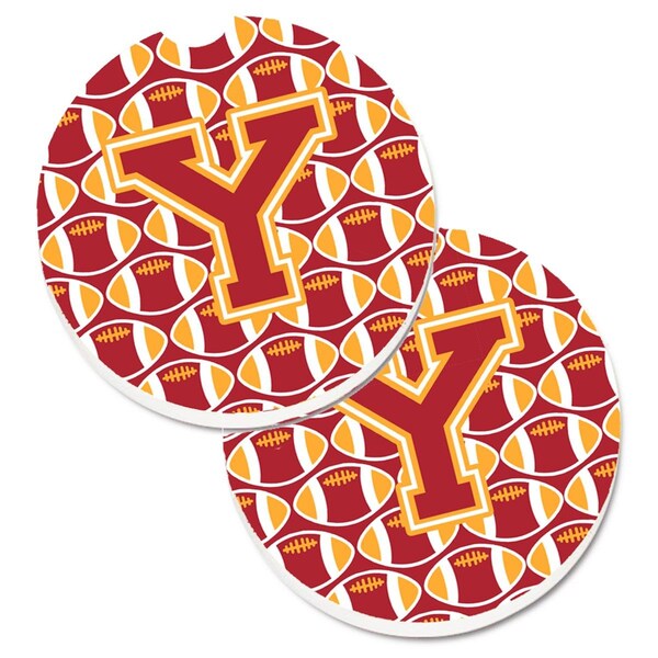 Carolines Treasures Letter Y Football Cardinal and Gold Set of 2 Cup Holder Car Coaster CJ1070-YCARC - main